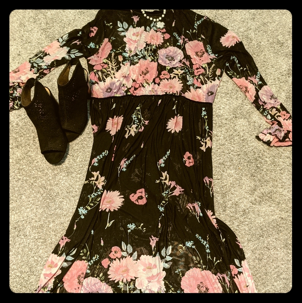 Suzanne Betro Sheer Maxi-Dress, Size 1X